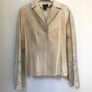 BCBG Leather Laser Cut Crop Jacket